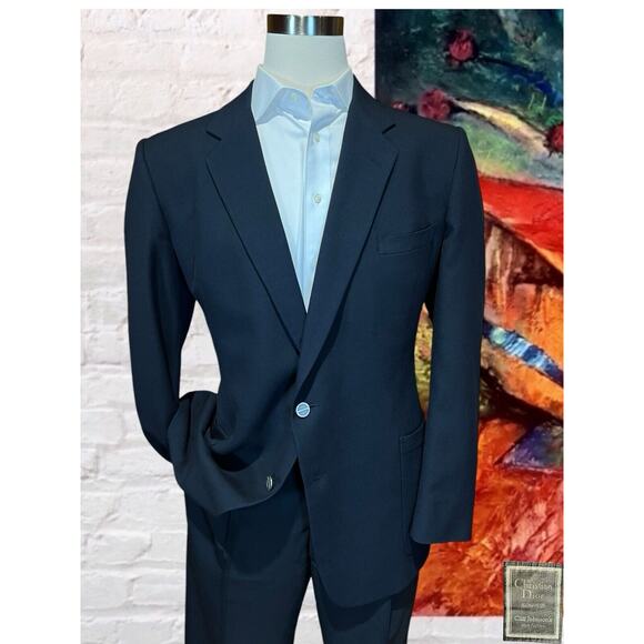 Dior Other - Christian Dior Monsieur 48L Navy Blue Blazer Sport Coat Jacket Patch Pockets